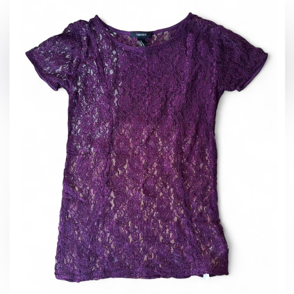 Whimsigoth Forever 21 Plum Lace Mesh Top